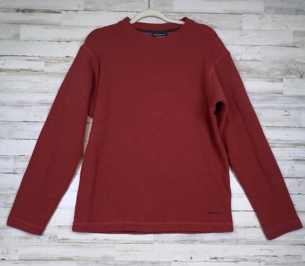 Vintage Patagonia Men's Medium Wool Blend Sweater Red Crewneck Pullover USA